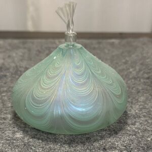 Mt St Helens Ash Iridescent Glass Oil Lamp - w/ Wick -Never used w/ oil